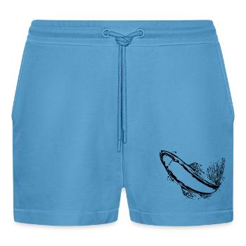 Truite vintage dans le saut - Short bio décontracté court fabriqué en UE -  Sol Blue - Devant