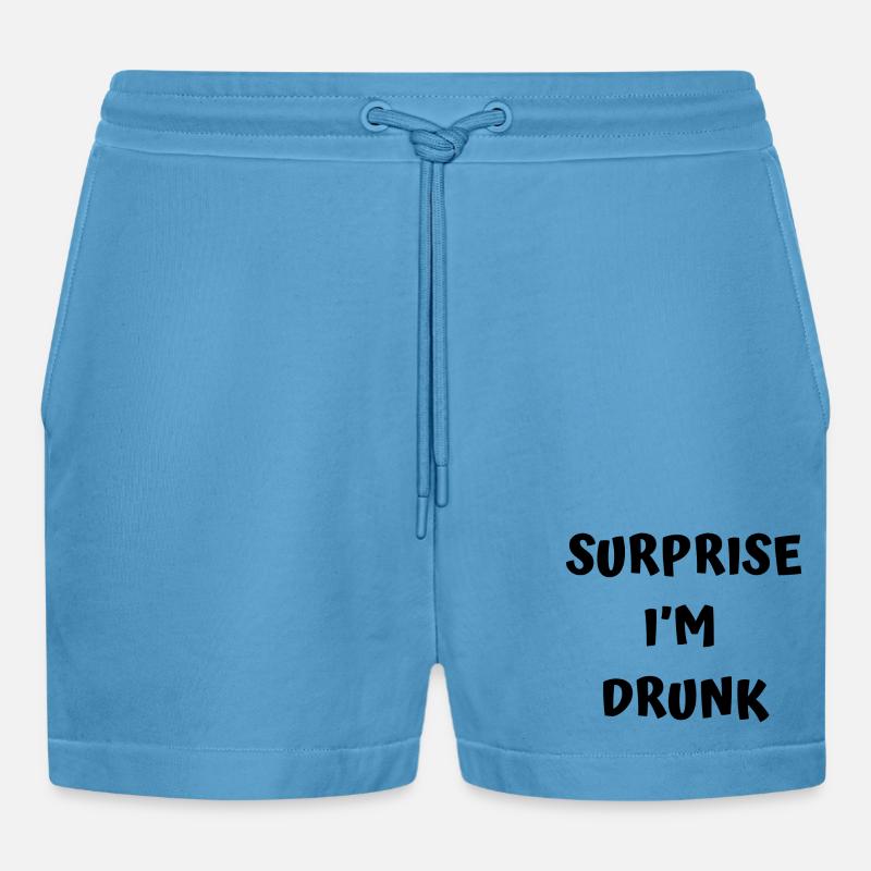 Funny drunk text - Organic Relaxed Cropped Shorts Made in EU - Sol Blue