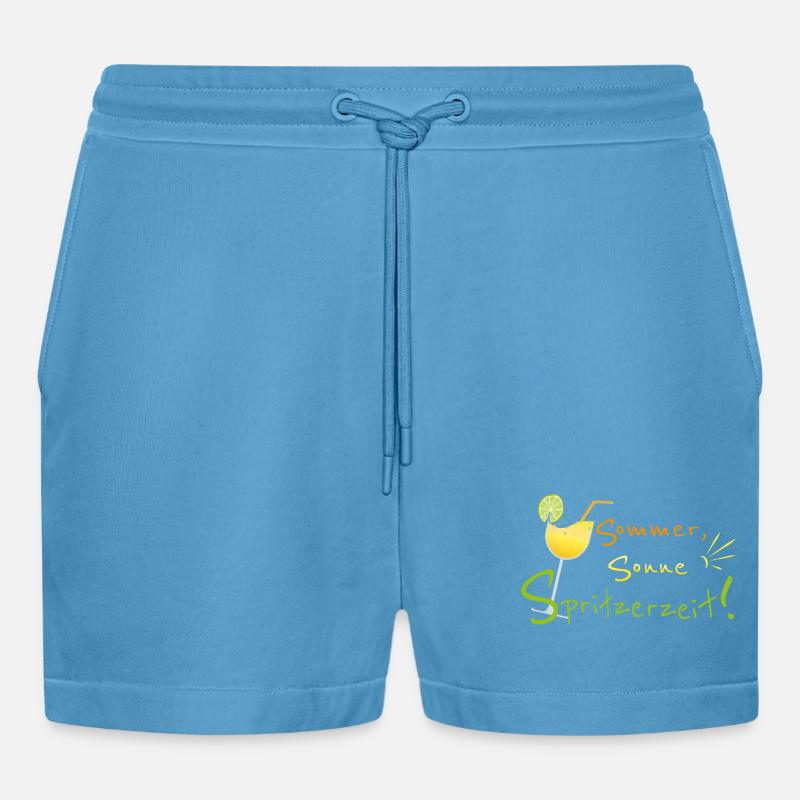 Sommer, Sonne, Spritzerzeit! Weinglas - Organic Relaxed Cropped Shorts Made in EU - Sol Blue