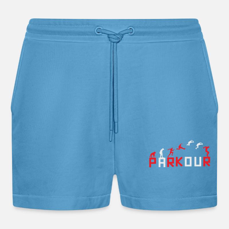 Evolution des Running Sequence Designs - Organic Relaxed Cropped Shorts Made in EU -  Sol Blue