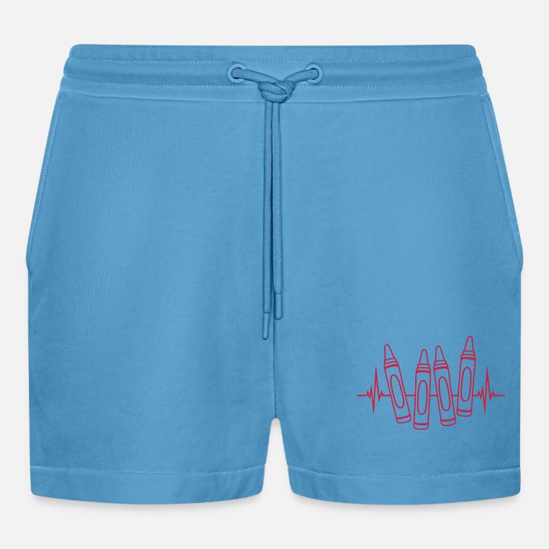 Frequenz bunte Wachsmalstifte Design - Organic Relaxed Cropped Shorts Made in EU -  Sol Blue