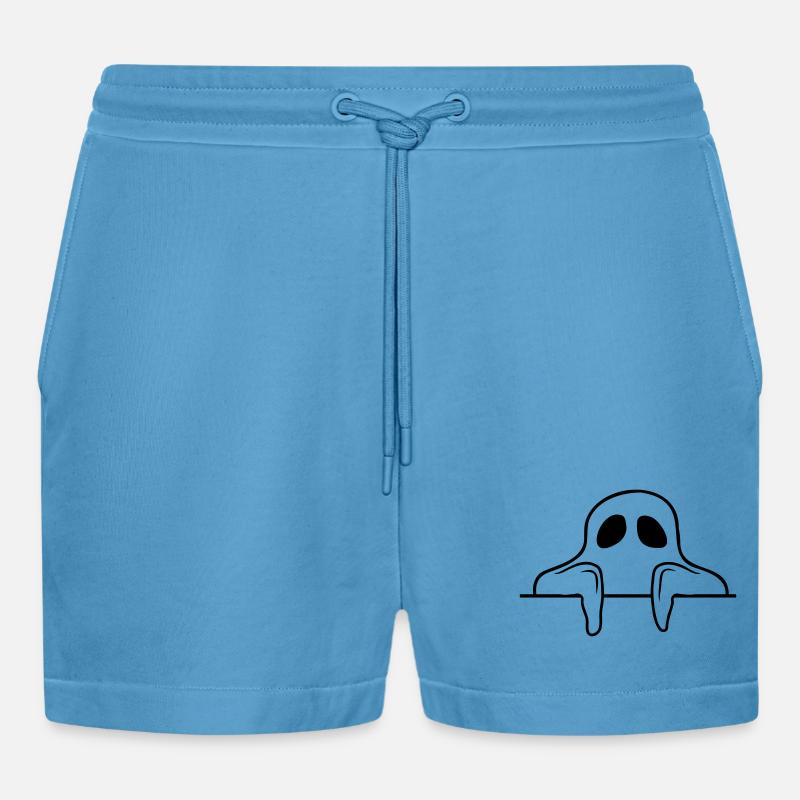 Comic Geist hinter Mauer - Organic Relaxed Cropped Shorts Made in EU -  Sol Blue