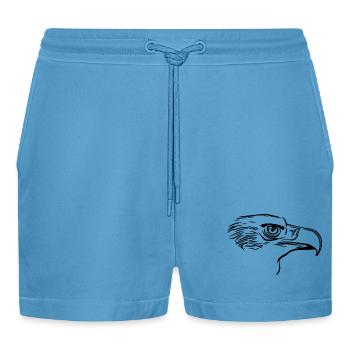 Eleganter Vogel Kopf mit großem Schnabel - Organic Relaxed Cropped Shorts Made in EU -  Sol Blue - Vorne