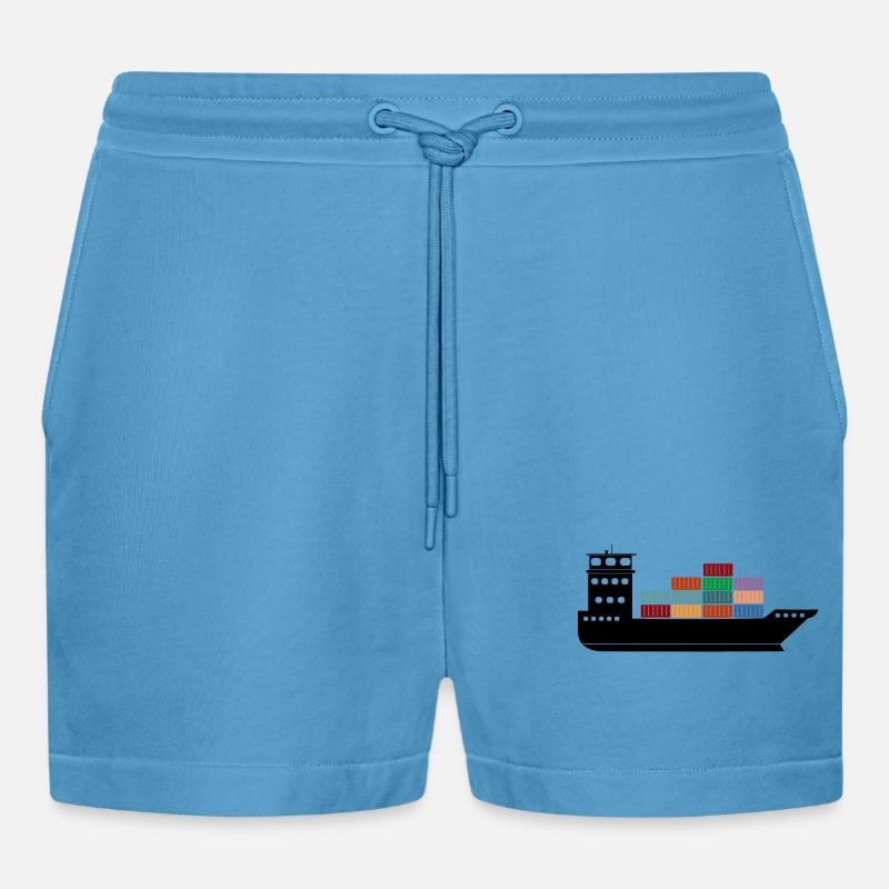 Seecontainerschiff oder Boot mit Containern - Organic Relaxed Cropped Shorts Made in EU -  Sol Blue