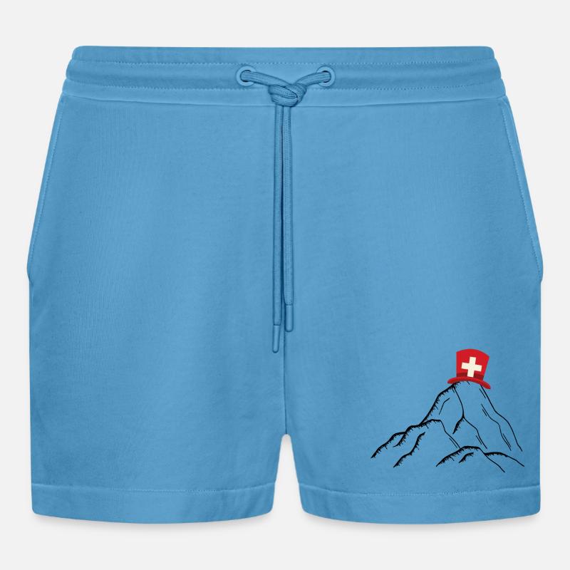 Schweiz - Schweizer Berge - Organic Relaxed Cropped Shorts Made in EU -  Sol Blue