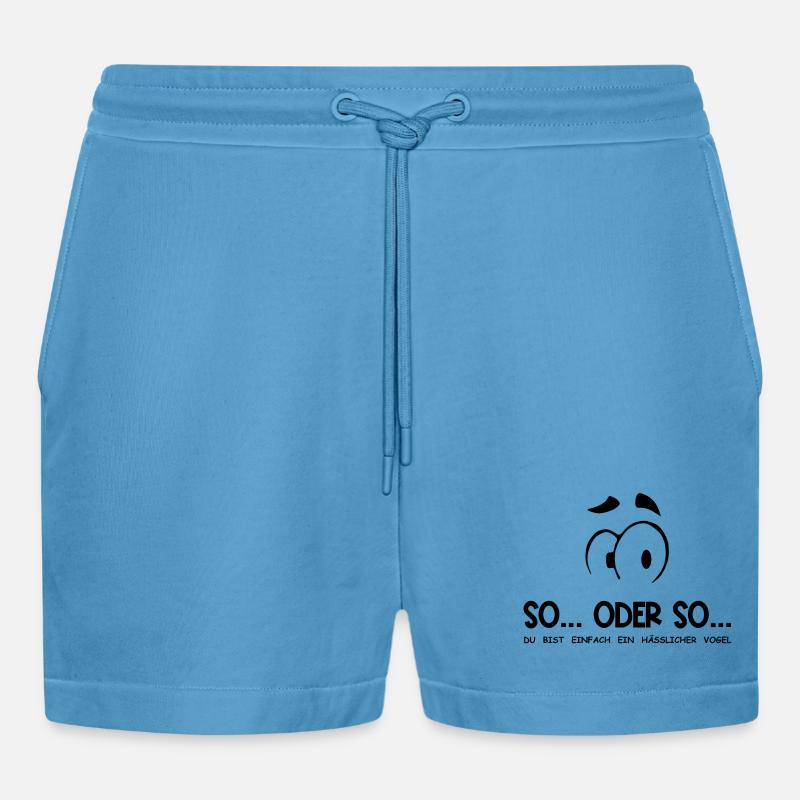 So...Oder So: Hässlicher Vogel - Schwarz - Organic Relaxed Cropped Shorts Made in EU -  Sol Blue