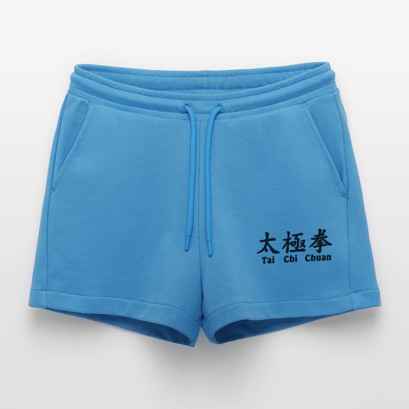tai ji quan script horizontal with text Organic Relaxed Cropped Shorts Made in EU