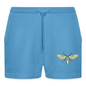Feather moth - Organic Relaxed Cropped Shorts Made in EU -  Sol Blue - Front