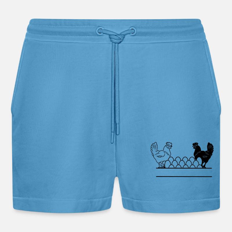 Hähnchen dunkles und helles Monogramm - Organic Relaxed Cropped Shorts Made in EU -  Sol Blue