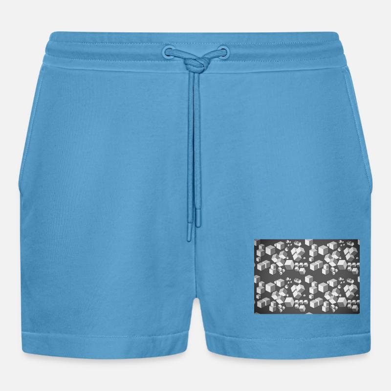Dekopattern Grau-Weiss - Organic Relaxed Cropped Shorts Made in EU -  Sol Blue
