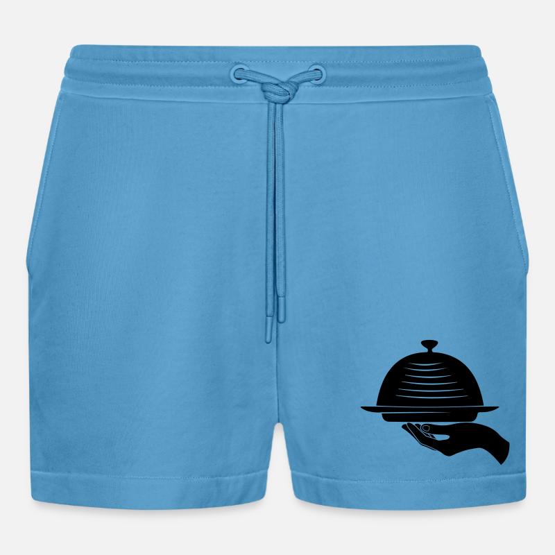 Kellnerhand mit Mahlzeit - Organic Relaxed Cropped Shorts Made in EU -  Sol Blue