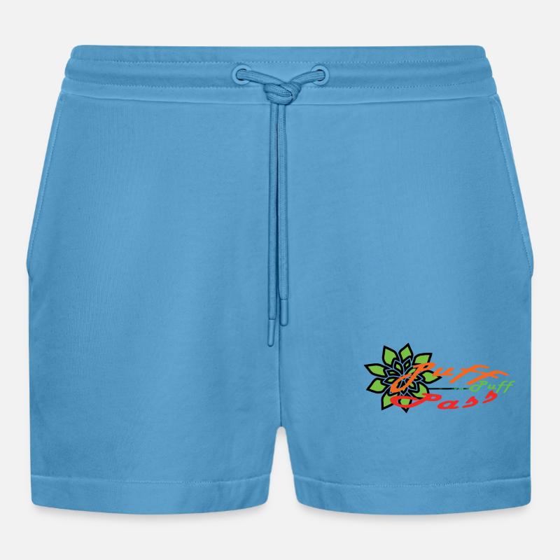 Puff-Puff-Pass !!! - Organic Relaxed Cropped Shorts Made in EU -  Sol Blue