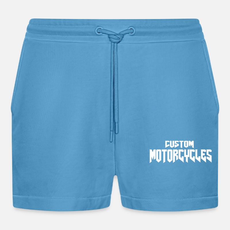 Custom Motorcycles Chopper Biker - Organic Relaxed Cropped Shorts Made in EU -  Sol Blue
