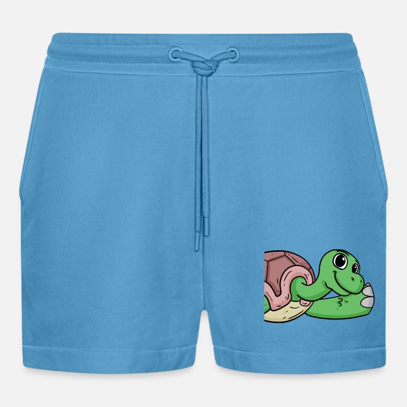 Turtle Greeting Greeting - Organic Relaxed Cropped Shorts Made in EU -  Sol Blue