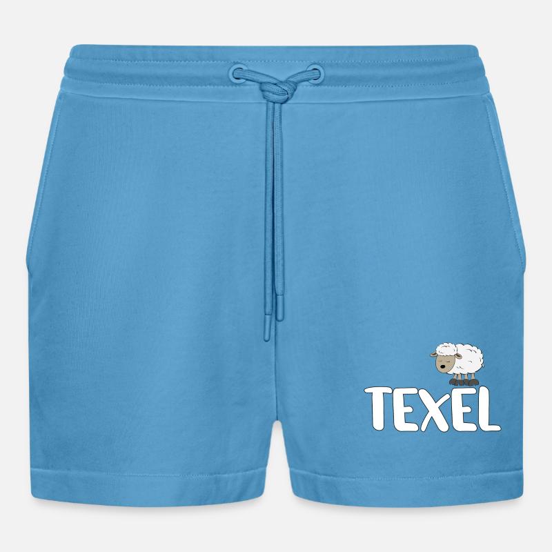 Schaf Texel (bunte Version) - Organic Relaxed Cropped Shorts Made in EU - Sol Blue