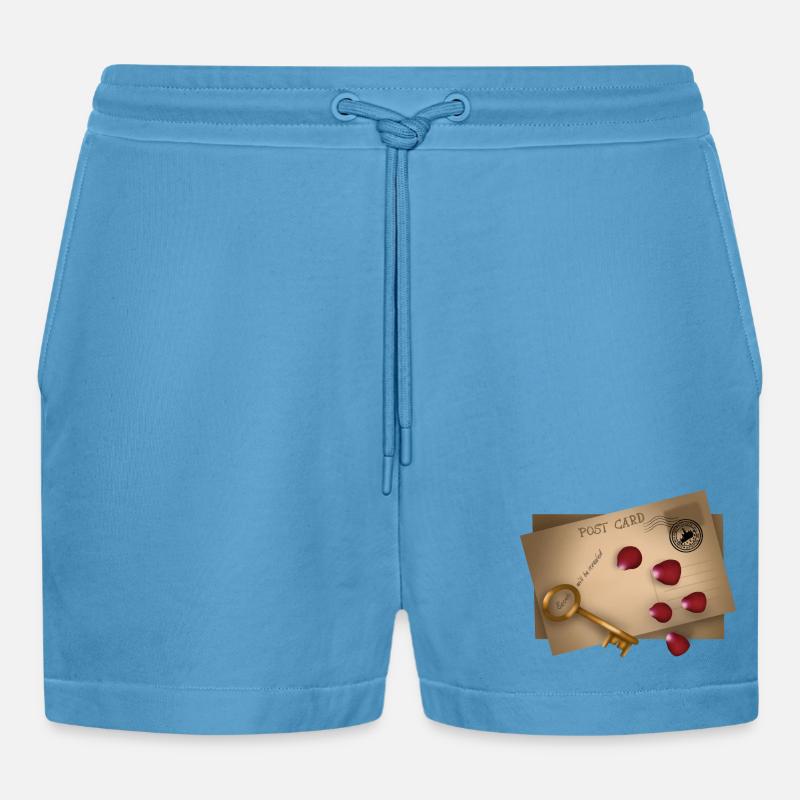 Post Card: Secrets will be released - Organic Relaxed Cropped Shorts Made in EU -  Sol Blue