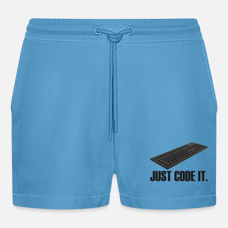 Just Code it - Organic Relaxed Cropped Shorts Made in EU -  Sol Blue