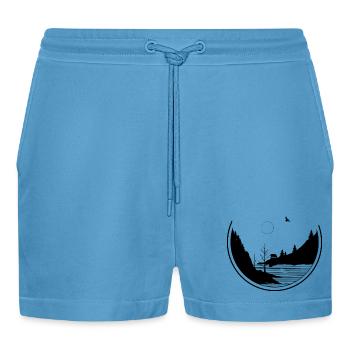Lonely Fjord Nature - Organic Relaxed Cropped Shorts Made in EU -  Sol Blue - Vorne