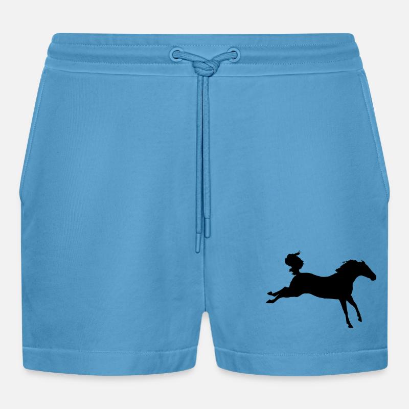 Pferd Buckelt und Tritt - Organic Relaxed Cropped Shorts Made in EU -  Sol Blue
