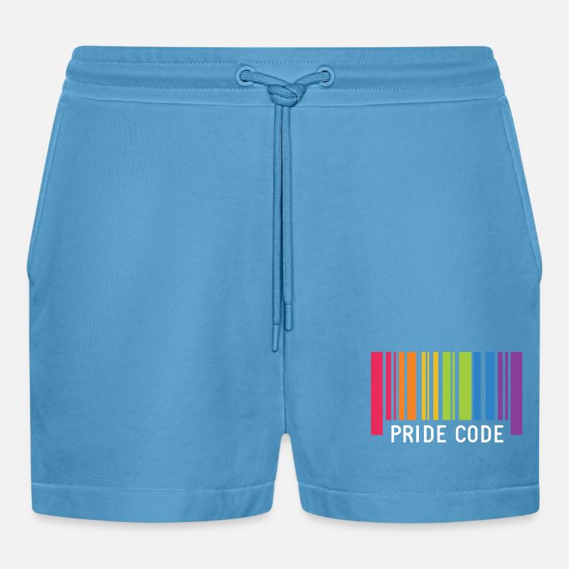 LGBT Pride Monat - Pride Code - Organic Relaxed Cropped Shorts Made in EU - Sol Blue