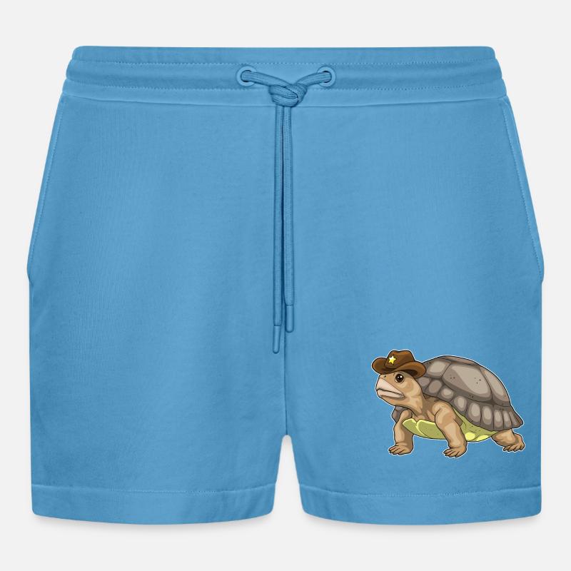 Turtle Sheriff Sheriff's Hat - Organic Relaxed Cropped Shorts Made in EU - Sol Blue
