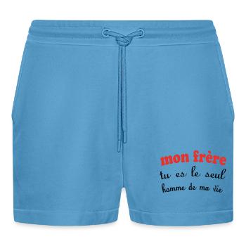 My BROTHER, you are the only man in my life - Organic Relaxed Cropped Shorts Made in EU -  Sol Blue - Front