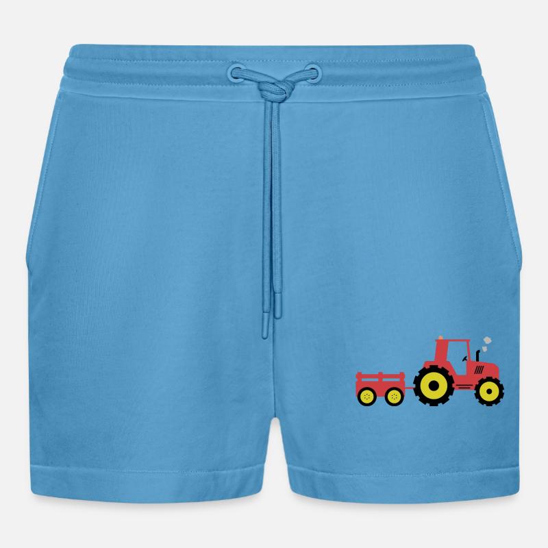 Roter Traktor & Anhänger - Organic Relaxed Cropped Shorts Made in EU -  Sol Blue