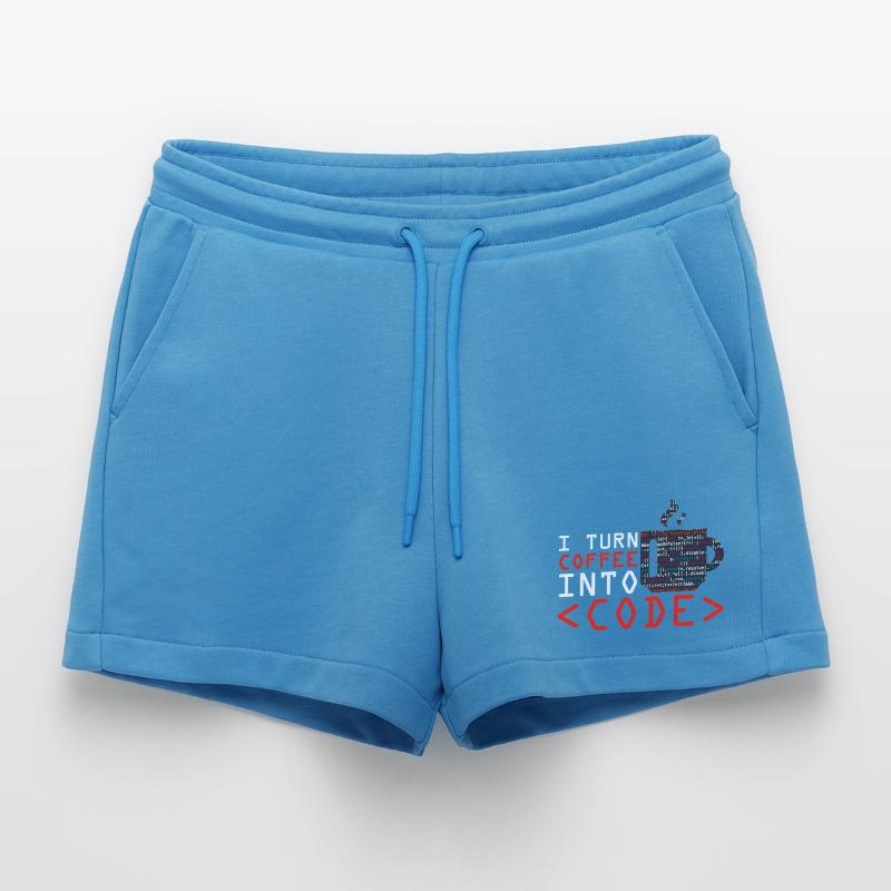 Programmers generate code from coffee Organic Relaxed Cropped Shorts Made in EU