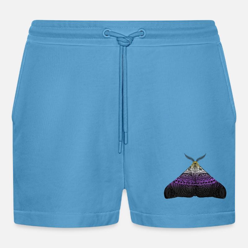 Non binary pride moth - Organic Relaxed Cropped Shorts Made in EU -  Sol Blue