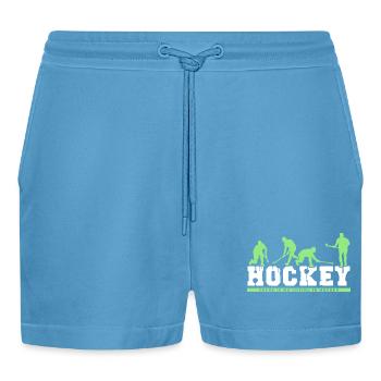Field Hockey Hockey Hockey Club Hockey Season - Organic Relaxed Cropped Shorts Made in EU -  Sol Blue - Front