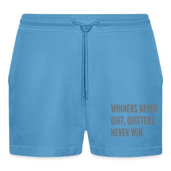 Winners never quit, quitters never win. - Organic Relaxed Cropped Shorts Made in EU -  Sol Blue - Front