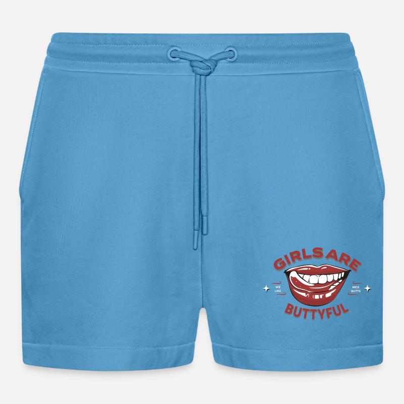 Piger er numser - Organic relaxed cropped shorts made in EU -  Sol Blue