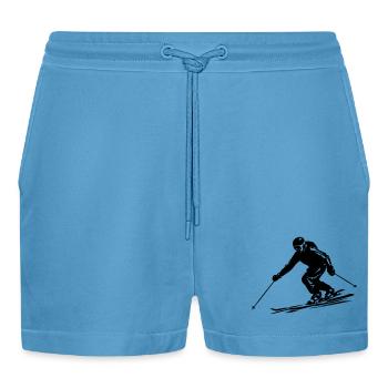 Ski Fahren Skiing Mann Symbol - Organic Relaxed Cropped Shorts Made in EU -  Sol Blue - Vorne