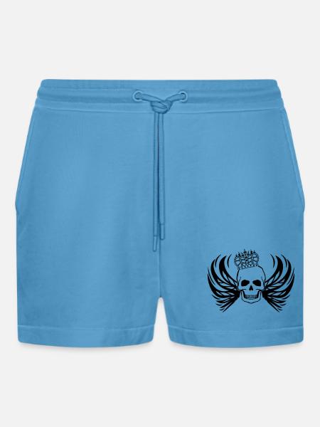 skull king - Organic Relaxed Cropped Shorts Made in EU - Sol Blue