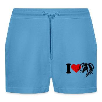 J’adore les chevaux - Short bio décontracté court fabriqué en UE -  Sol Blue - Devant