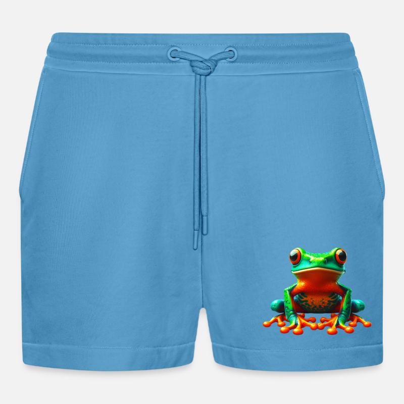 Frosch - Organic Relaxed Cropped Shorts Made in EU - Sol Blue