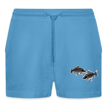 Karpfen Kreidezeichnung - Organic Relaxed Cropped Shorts Made in EU -  Sol Blue - Vorne