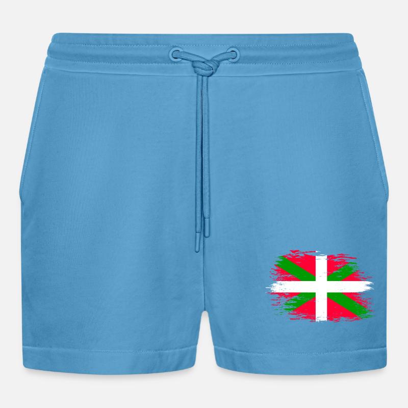 Drapeau basque utilisé - Short bio décontracté court fabriqué en UE -  Sol Blue