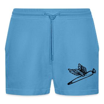 We fly so High - Organic Relaxed Cropped Shorts Made in EU -  Sol Blue - Front