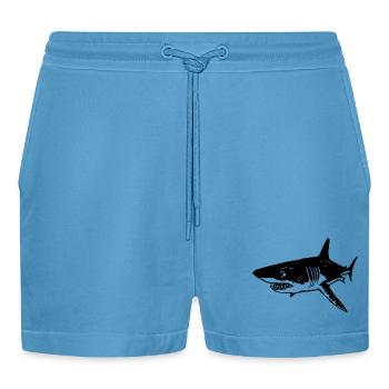 The predatory black shark - Organic Relaxed Cropped Shorts Made in EU -  Sol Blue - Front
