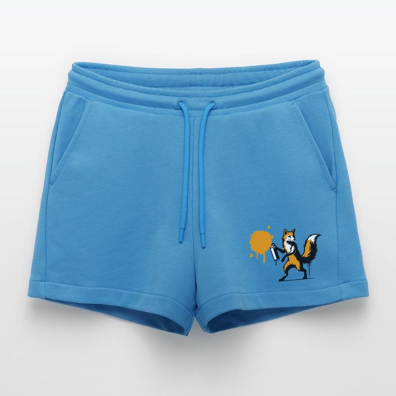 Graffiti fox in creative stencil style Organic Relaxed Cropped Shorts Made in EU