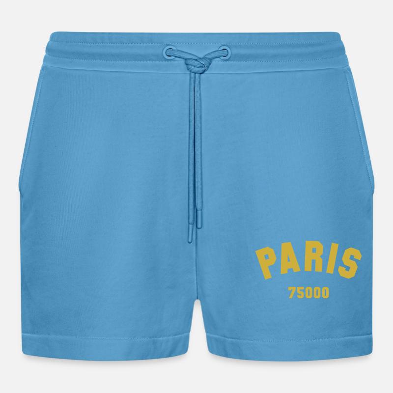 PARIS Postal code - Organic Relaxed Cropped Shorts Made in EU -  Sol Blue