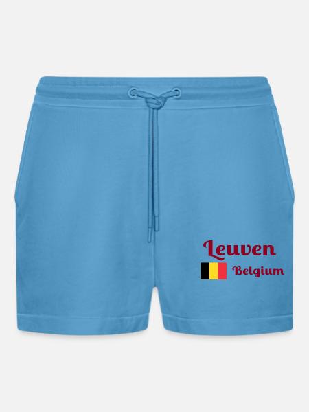 Leuven Belgium- Stylish prints - Organic Relaxed Cropped Shorts Made in EU - Sol Blue