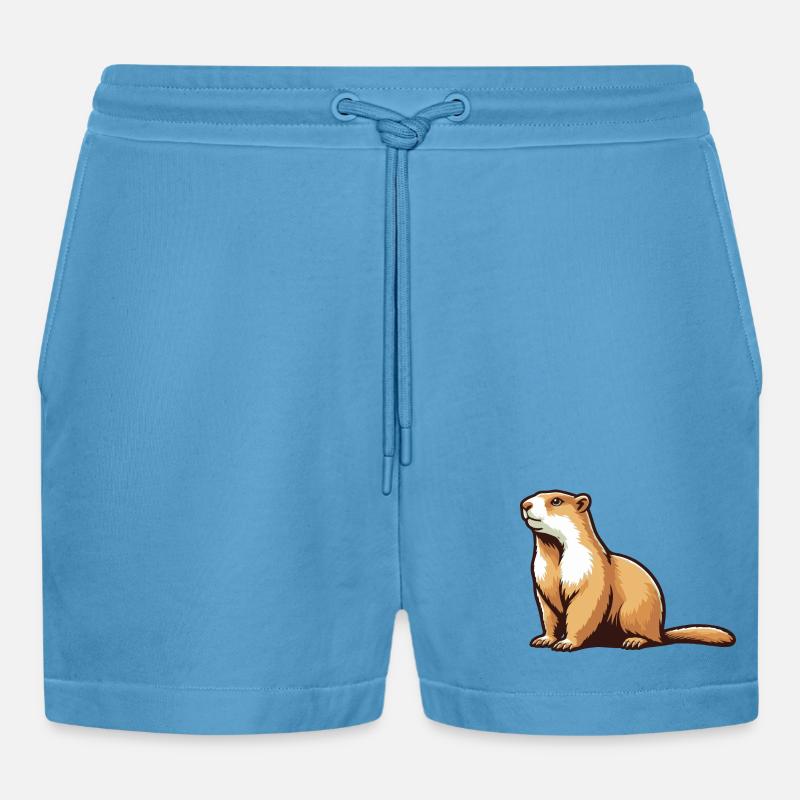 Murmeltier - Organic Relaxed Cropped Shorts Made in EU - Sol Blue