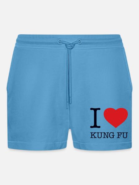 I LOVE KUNG FU - Organic Relaxed Cropped Shorts Made in EU -  Sol Blue