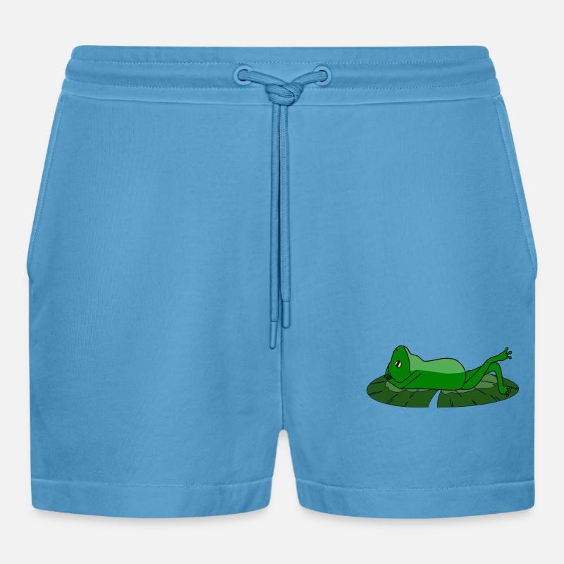 Frog Toad Chill Toad - Organic Relaxed Cropped Shorts Made in EU -  Sol Blue