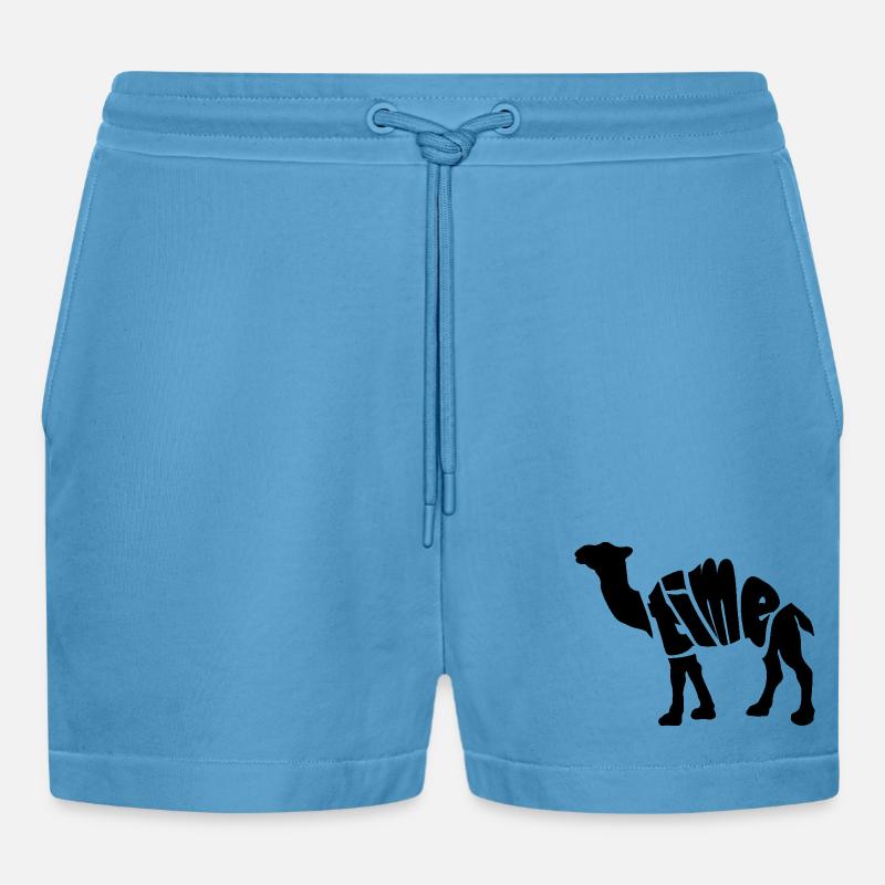 Time Kamel Geschenkidee/Motiv - Organic Relaxed Cropped Shorts Made in EU -  Sol Blue