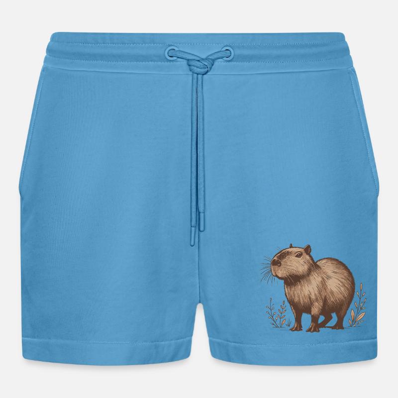 Capybara - Organic Relaxed Cropped Shorts Made in EU - Sol Blue