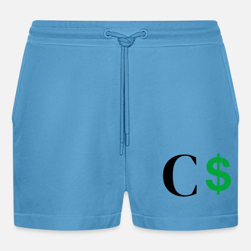 Buchstabe c Dollar - Organic Relaxed Cropped Shorts Made in EU - Sol Blue