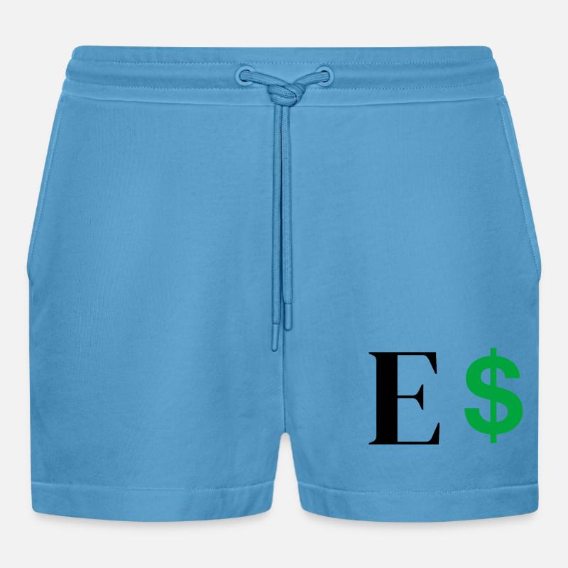 Buchstabe E Dollar - Organic Relaxed Cropped Shorts Made in EU - Sol Blue